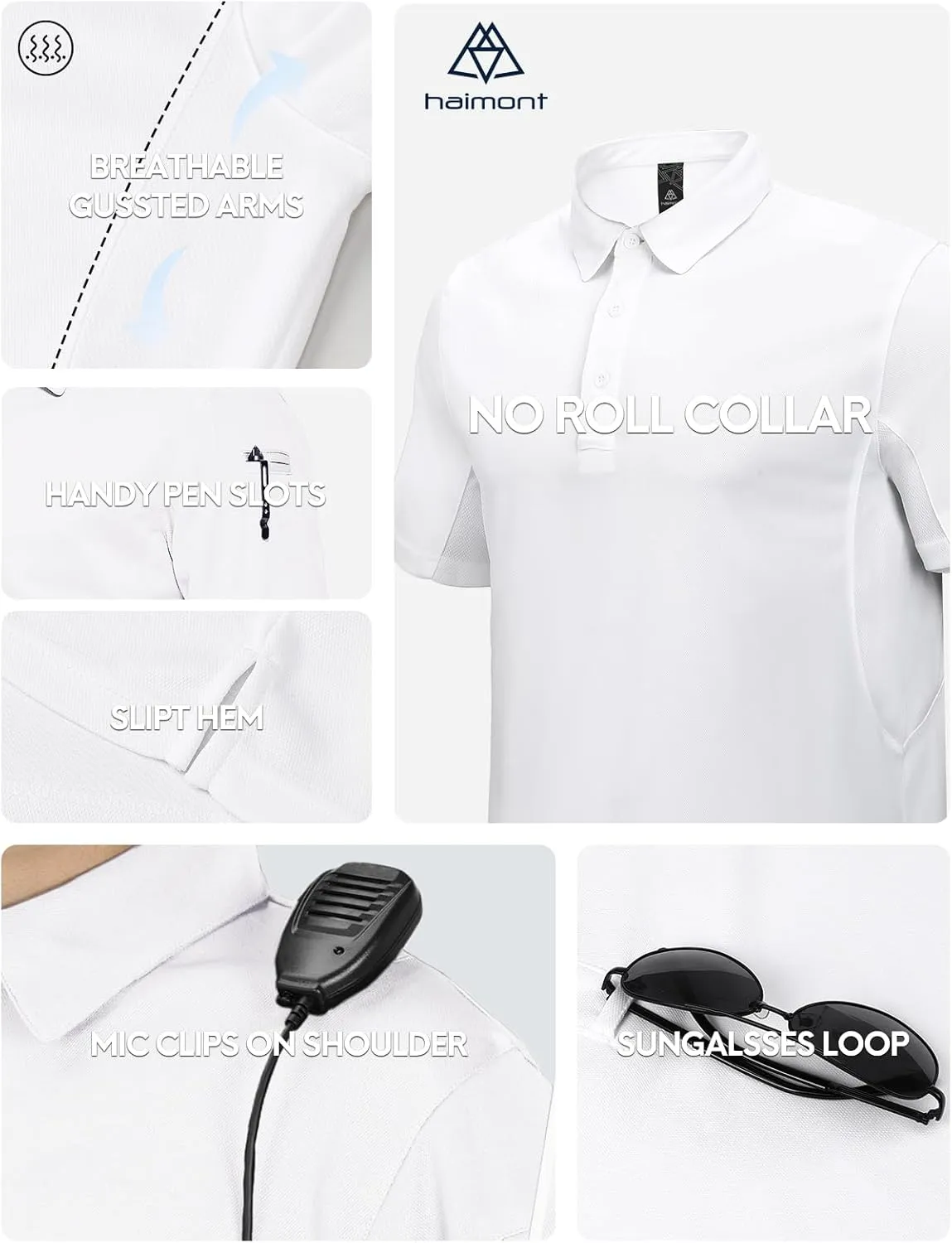 Haimont Men's Performance Dry Fit Polo Shirt Short and Long Sleeve Golf Collared T-Shirts for Tactical Outdoor Hiking