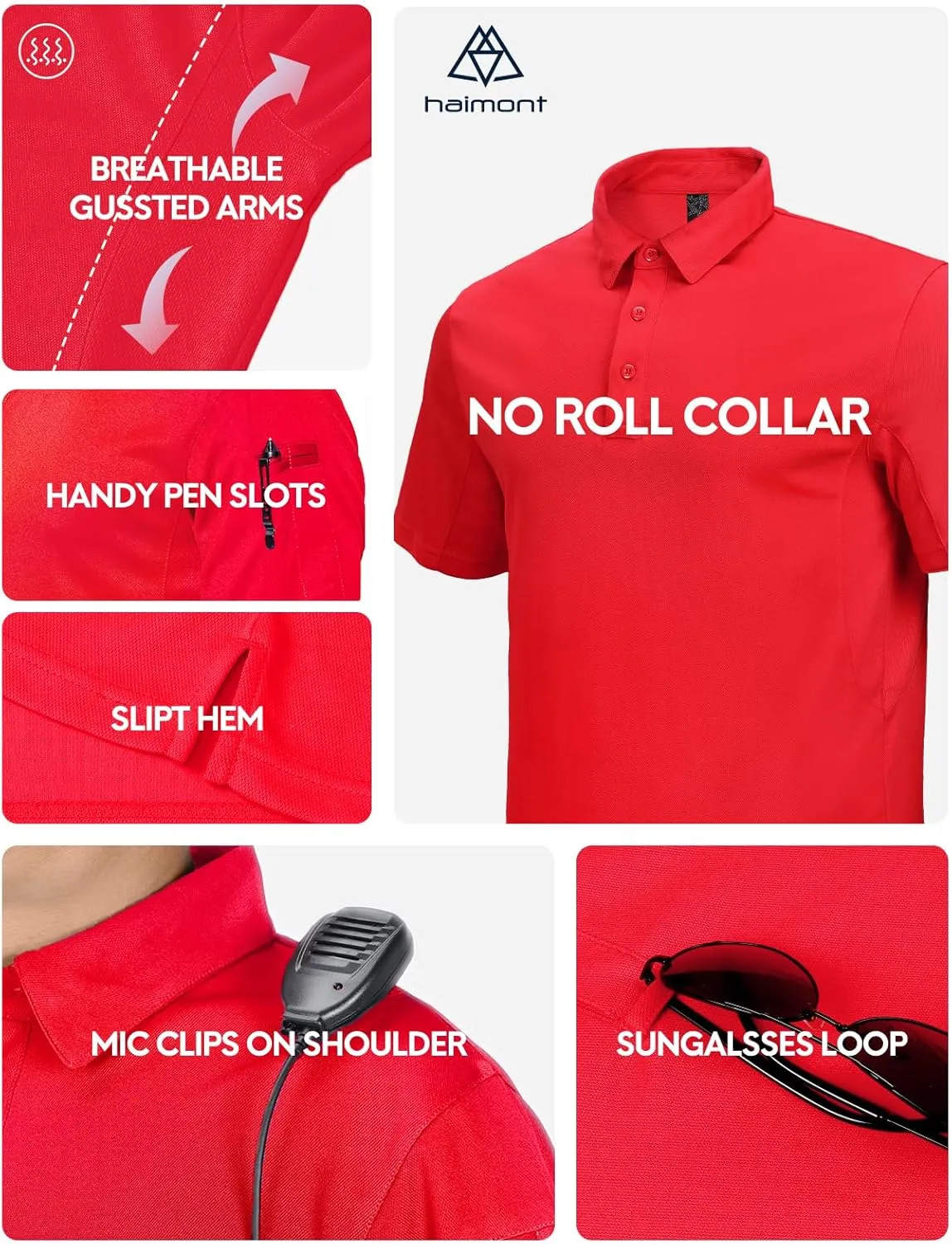 Haimont Men's Performance Dry Fit Polo Shirt Short and Long Sleeve Golf Collared T-Shirts for Tactical Outdoor Hiking