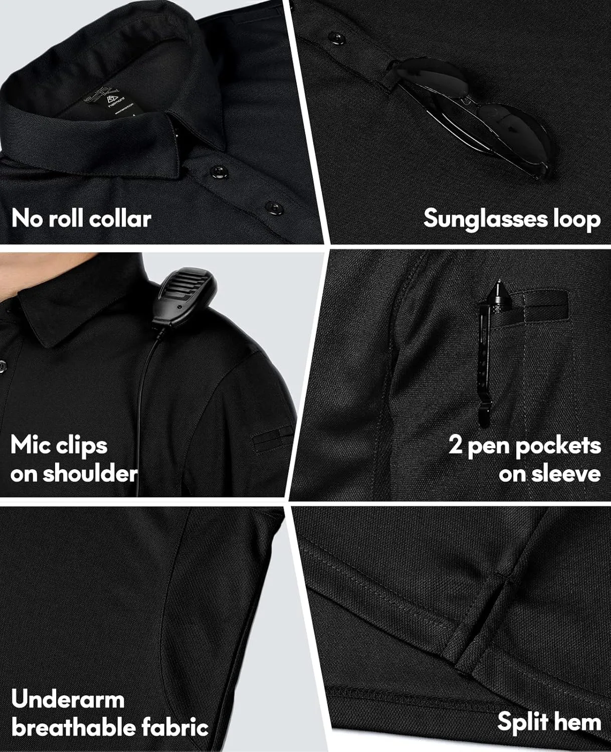 Haimont Men's Performance Dry Fit Polo Shirt Short and Long Sleeve Golf Collared T-Shirts for Tactical Outdoor Hiking