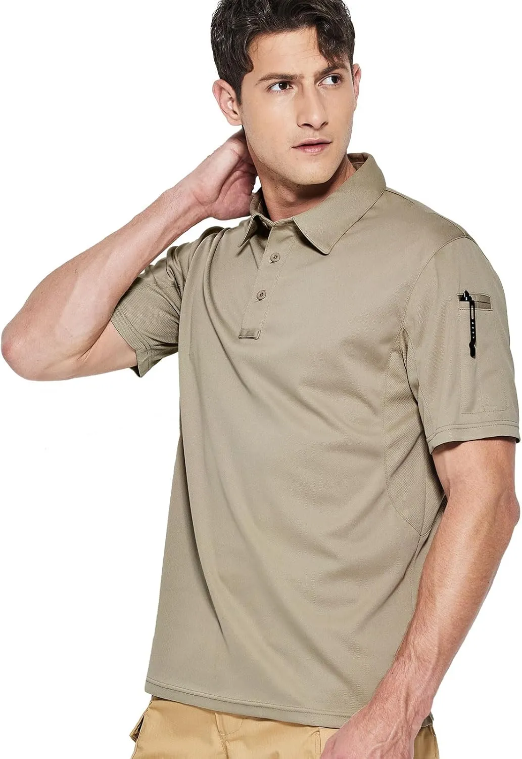 Haimont Men's Performance Dry Fit Polo Shirt Short and Long Sleeve Golf Collared T-Shirts for Tactical Outdoor Hiking