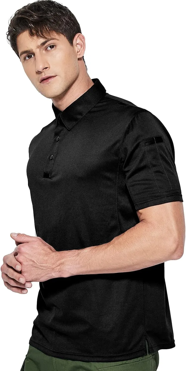 Haimont Men's Performance Dry Fit Polo Shirt Short and Long Sleeve Golf Collared T-Shirts for Tactical Outdoor Hiking