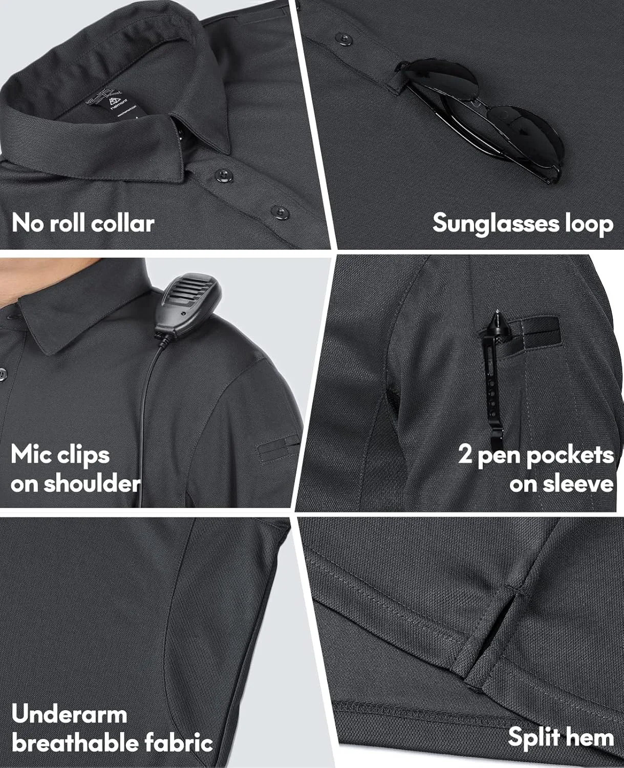 Haimont Men's Performance Dry Fit Polo Shirt Short and Long Sleeve Golf Collared T-Shirts for Tactical Outdoor Hiking
