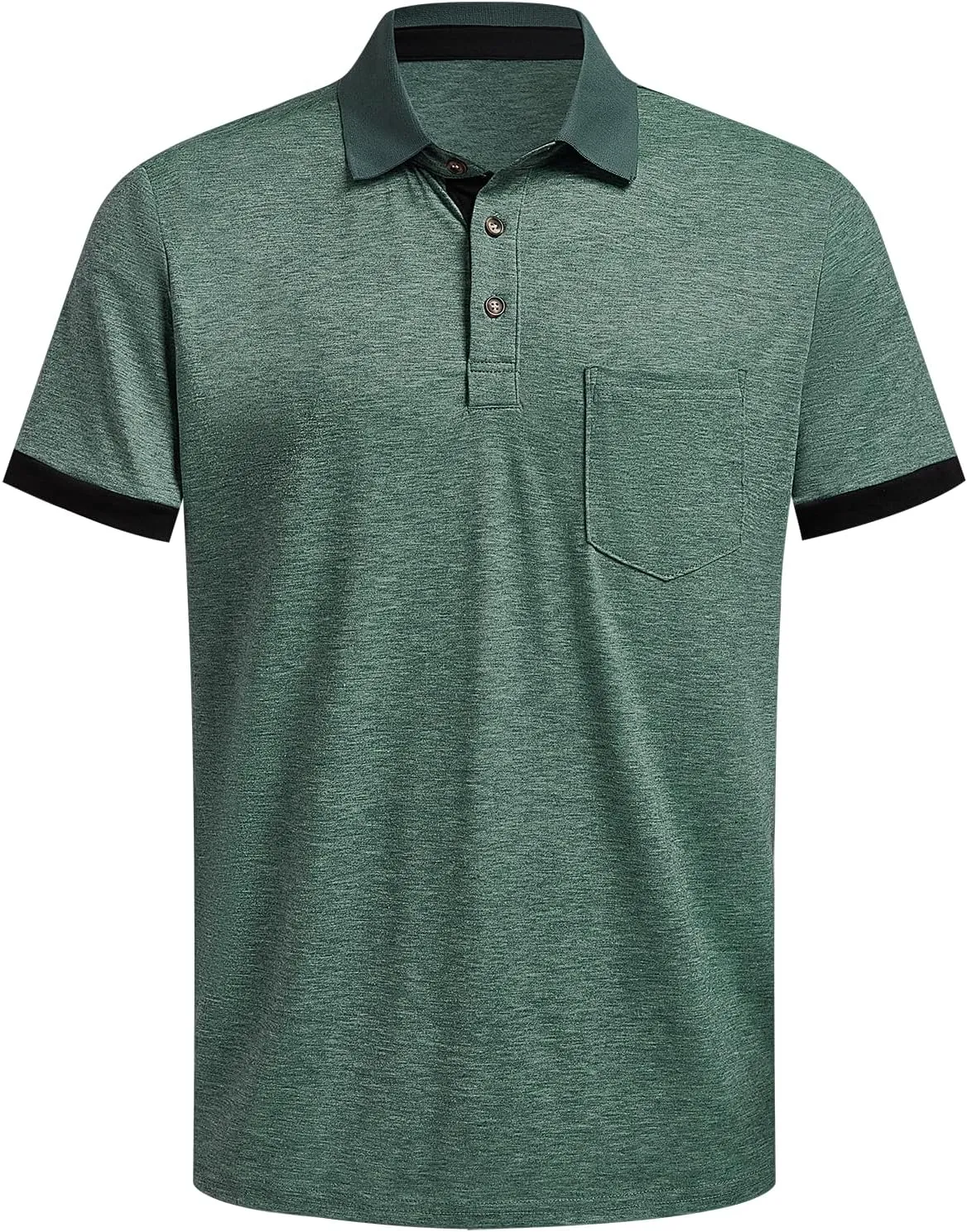 Hardaddy Men's Casual Polo Shirt with Pocket Contrast Color Short Sleeve Business Work Shirts Summer Tees Top Shirt