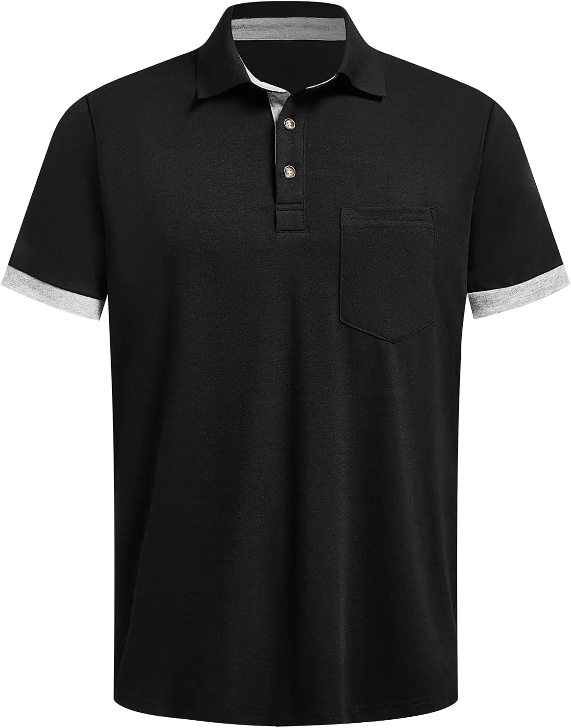 Hardaddy Men's Casual Polo Shirt with Pocket Contrast Color Short Sleeve Business Work Shirts Summer Tees Top Shirt
