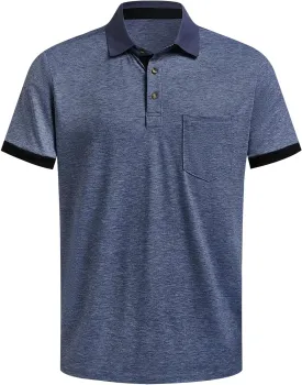 Hardaddy Men's Casual Polo Shirt with Pocket Contrast Color Short Sleeve Business Work Shirts Summer Tees Top Shirt
