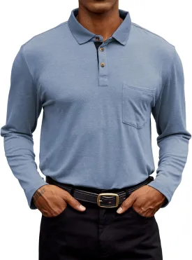 Hardaddy Men's Casual Polo Shirt with Pocket Contrast Color Short Sleeve Business Work Shirts Summer Tees Top Shirt