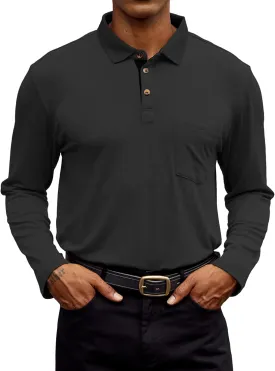 Hardaddy Men's Casual Polo Shirt with Pocket Contrast Color Short Sleeve Business Work Shirts Summer Tees Top Shirt