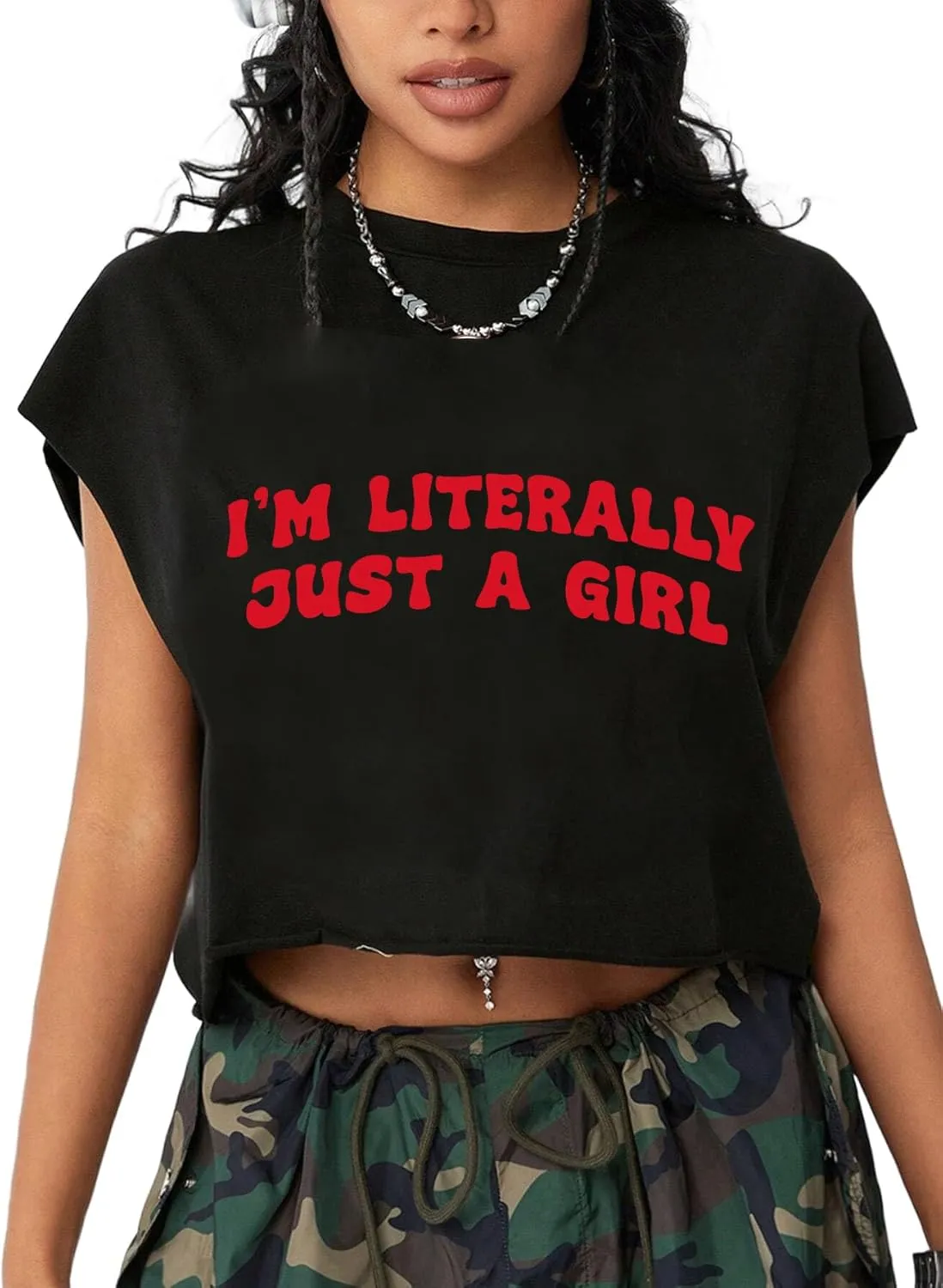 Hilinker Women's Graphic Cap Sleeve Crop Tops Cute Summer Loose Fit Crew Neck T Shirts