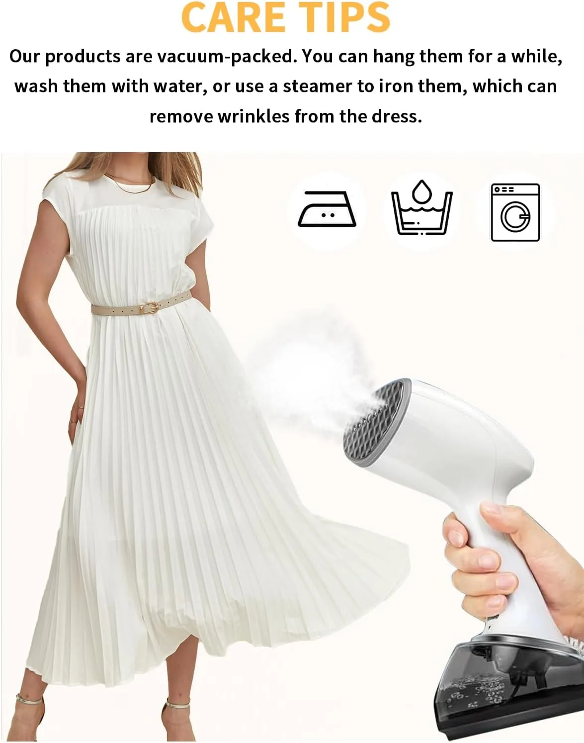 HOULENGS Women's 2025 Casual Short Sleeve Pleated Maxi Dress Loose Fit Crewneck Flowy Long Dress with Pockets