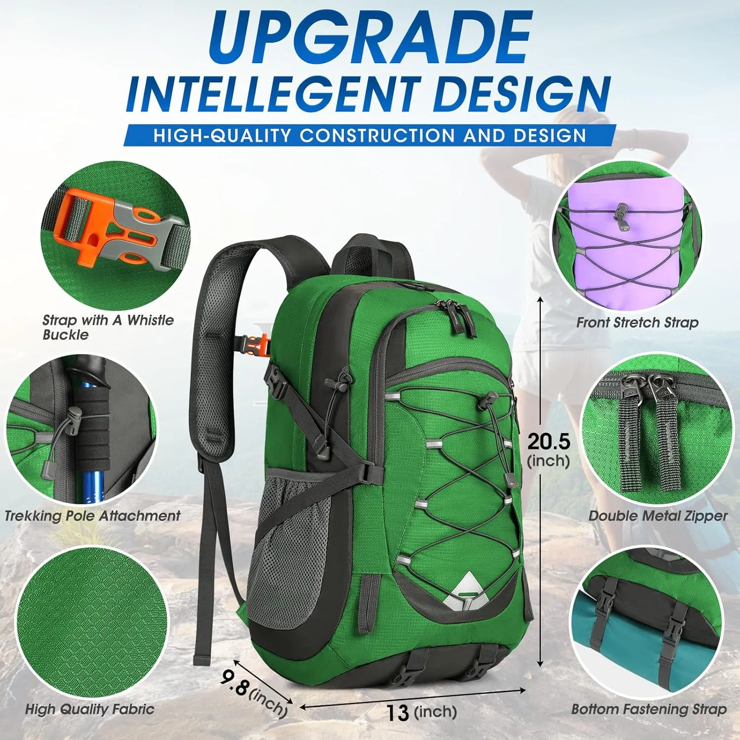 IGOLUMON Hiking Backpack 40L Packable Lightweight Camping Backpack Men Women Waterproof Hiking Daypack Outdoor Travel Daypack