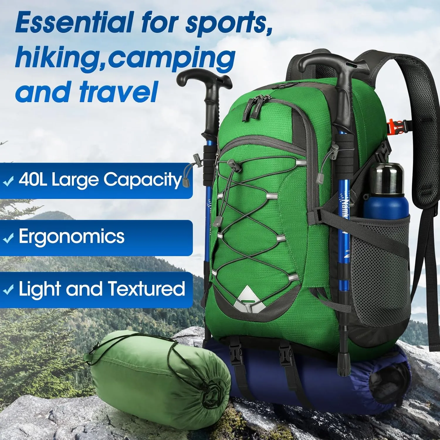 IGOLUMON Hiking Backpack 40L Packable Lightweight Camping Backpack Men Women Waterproof Hiking Daypack Outdoor Travel Daypack