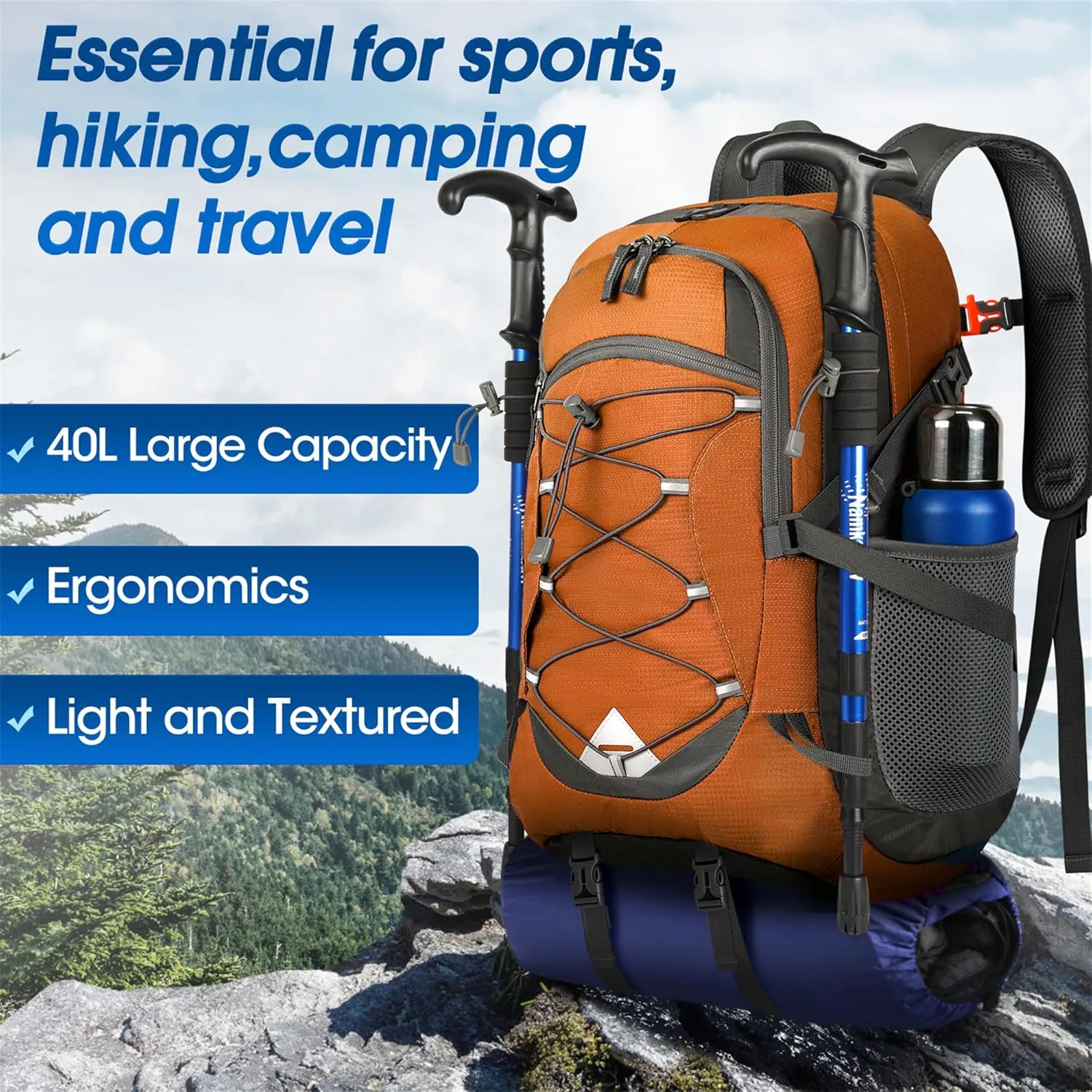 IGOLUMON Hiking Backpack 40L Packable Lightweight Camping Backpack Men Women Waterproof Hiking Daypack Outdoor Travel Daypack
