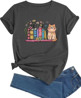 J&DHUASHA Women's Shirt Funny Graphic Tshirt Casual Short Sleeve Tee Tops