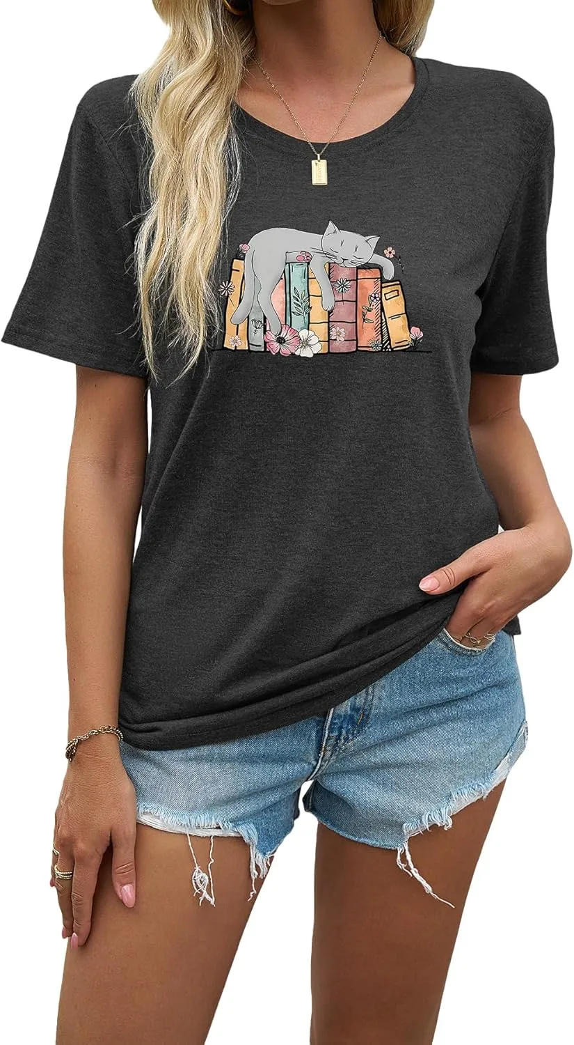 J&DHUASHA Women's Shirt Funny Graphic Tshirt Casual Short Sleeve Tee Tops