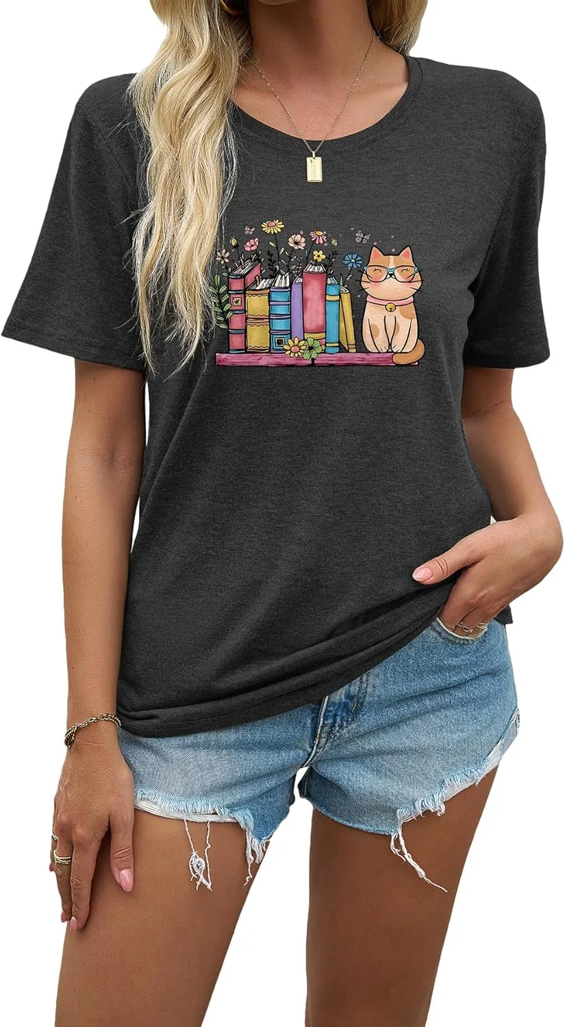 J&DHUASHA Women's Shirt Funny Graphic Tshirt Casual Short Sleeve Tee Tops
