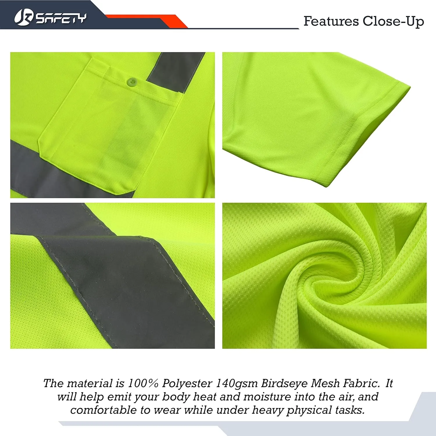 JKSafety 3 Pack Hi-Vis Reflective Safety Apparel | Daily Work T-Shirt Yellow Navy with Sewed Retro-Reflective Strips | ANSI Compliance (77-3P-YNavy, M)