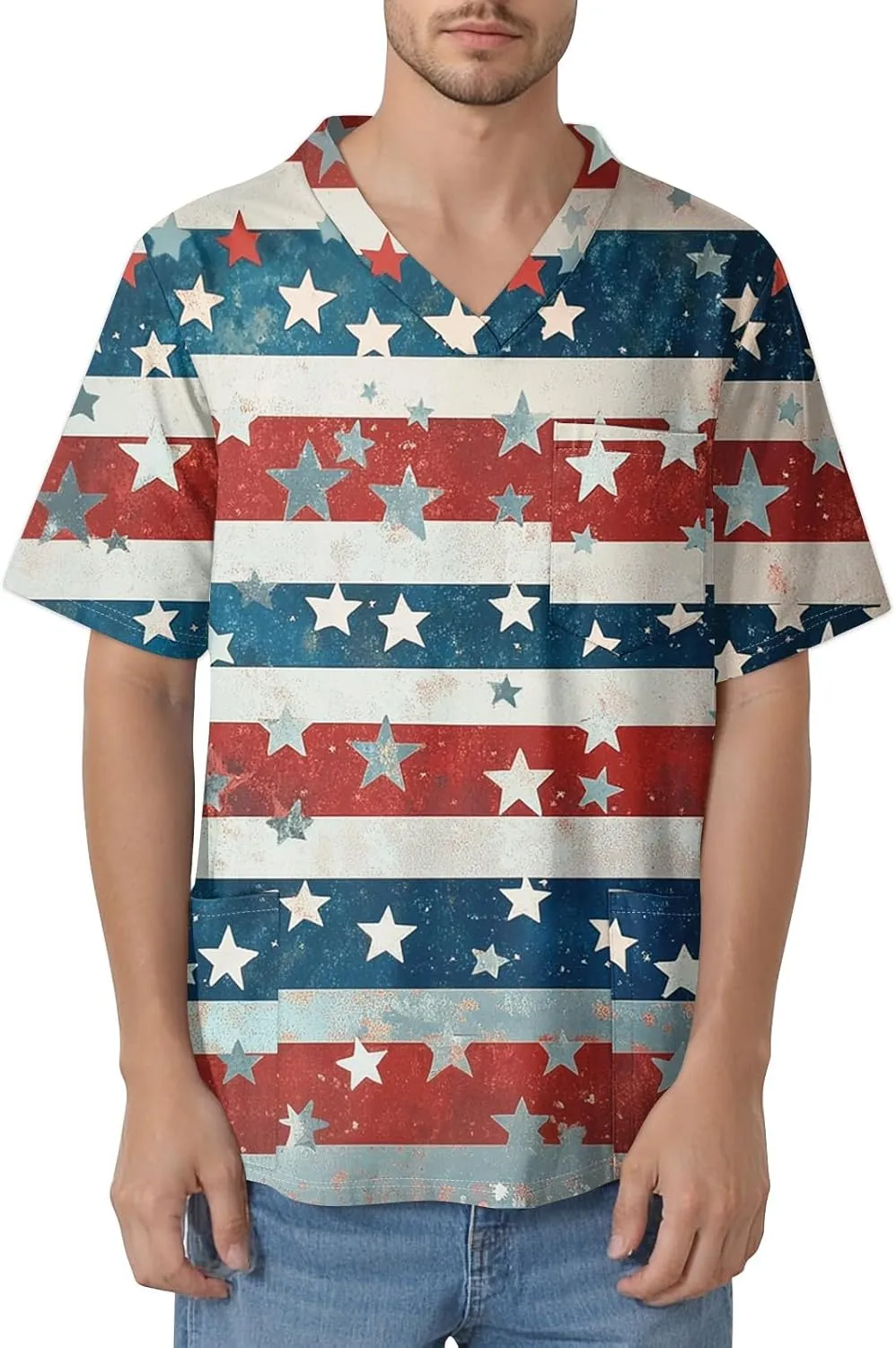 July 4 Shirts for Men Relaxed Fit & Breathable Flag Graphic Short Sleeve 2025