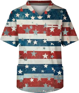 July 4 Shirts for Men Relaxed Fit & Breathable Flag Graphic Short Sleeve 2025