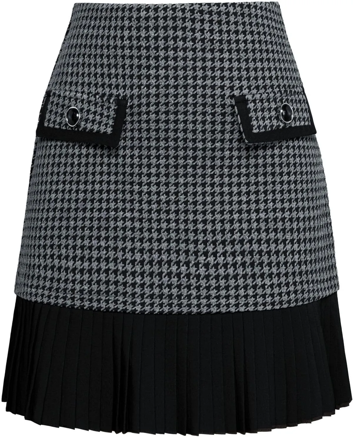 Kate Kasin Women's Casual Plaid High Waist Pleated A-Line Uniform Mini Skirt