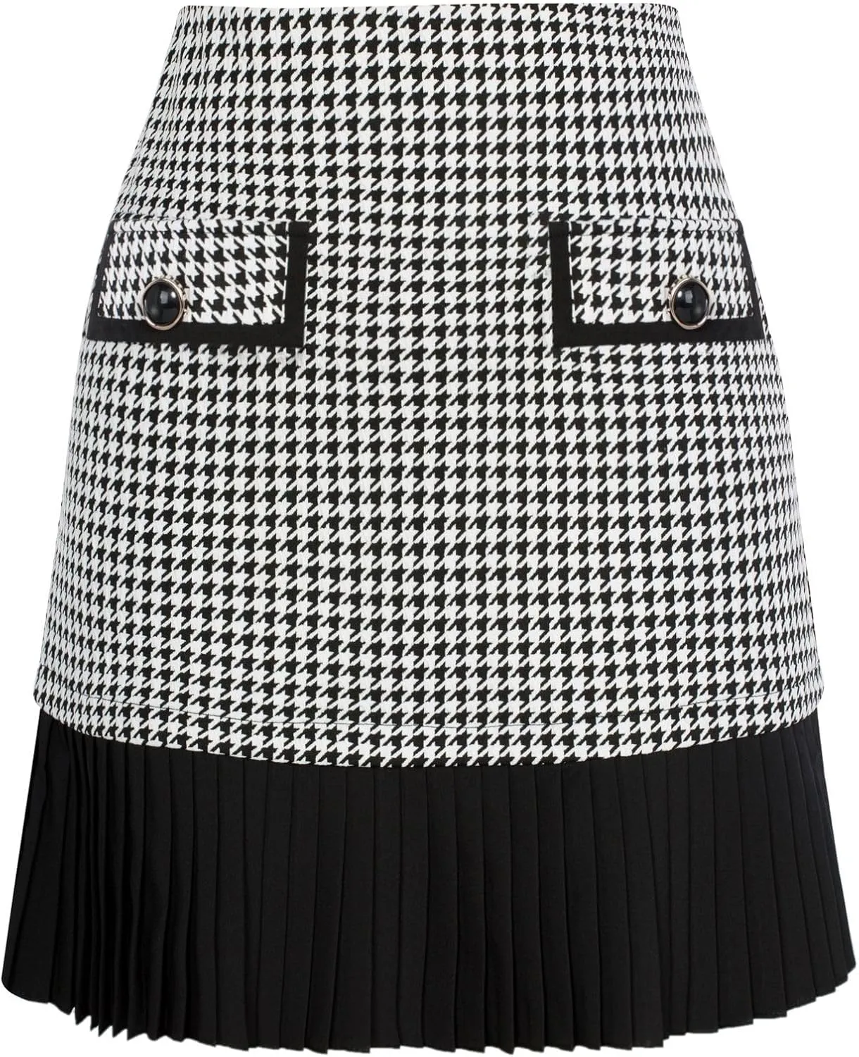 Kate Kasin Women's Casual Plaid High Waist Pleated A-Line Uniform Mini Skirt