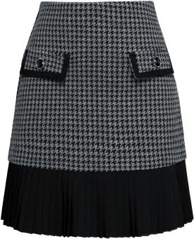 Kate Kasin Women's Casual Plaid High Waist Pleated A-Line Uniform Mini Skirt