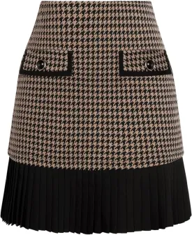 Kate Kasin Women's Casual Plaid High Waist Pleated A-Line Uniform Mini Skirt