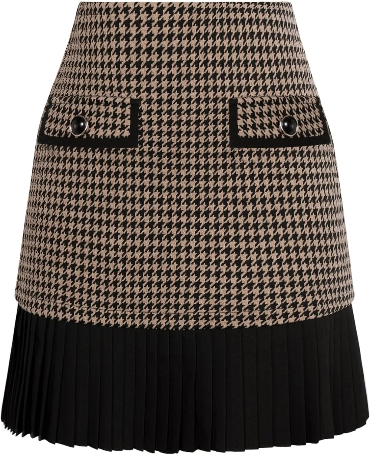 Kate Kasin Women's Casual Plaid High Waist Pleated A-Line Uniform Mini Skirt