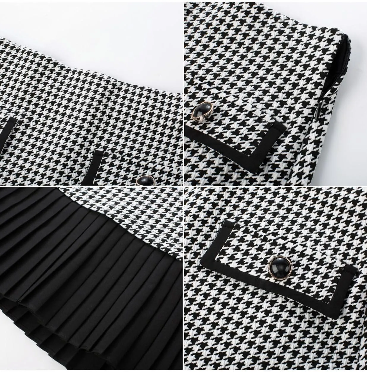 Kate Kasin Women's Casual Plaid High Waist Pleated A-Line Uniform Mini Skirt
