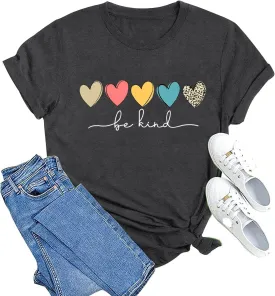 Kindness Shirt for Women Summer Casual Short Sleeve Inspirational Tee Tops