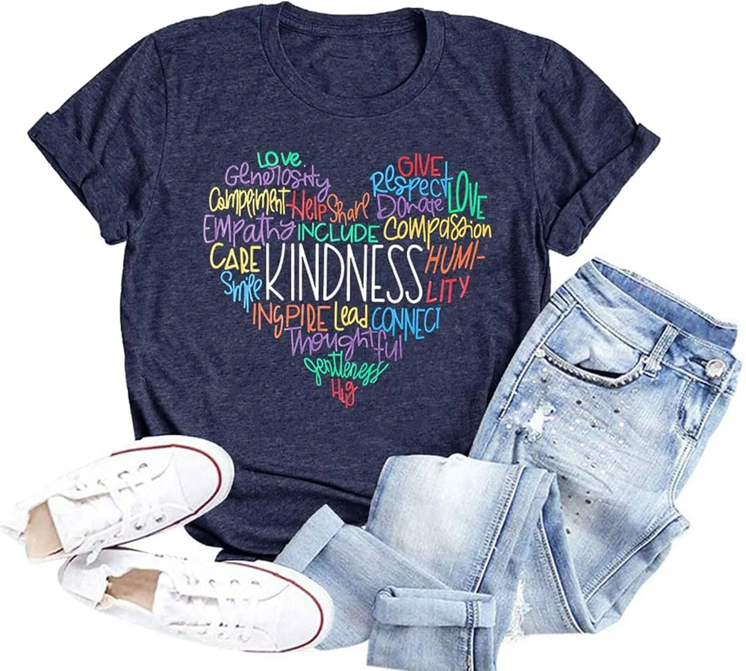 Kindness Shirt for Women Summer Casual Short Sleeve Inspirational Tee Tops