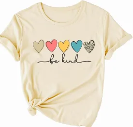Kindness Shirt for Women Summer Casual Short Sleeve Inspirational Tee Tops