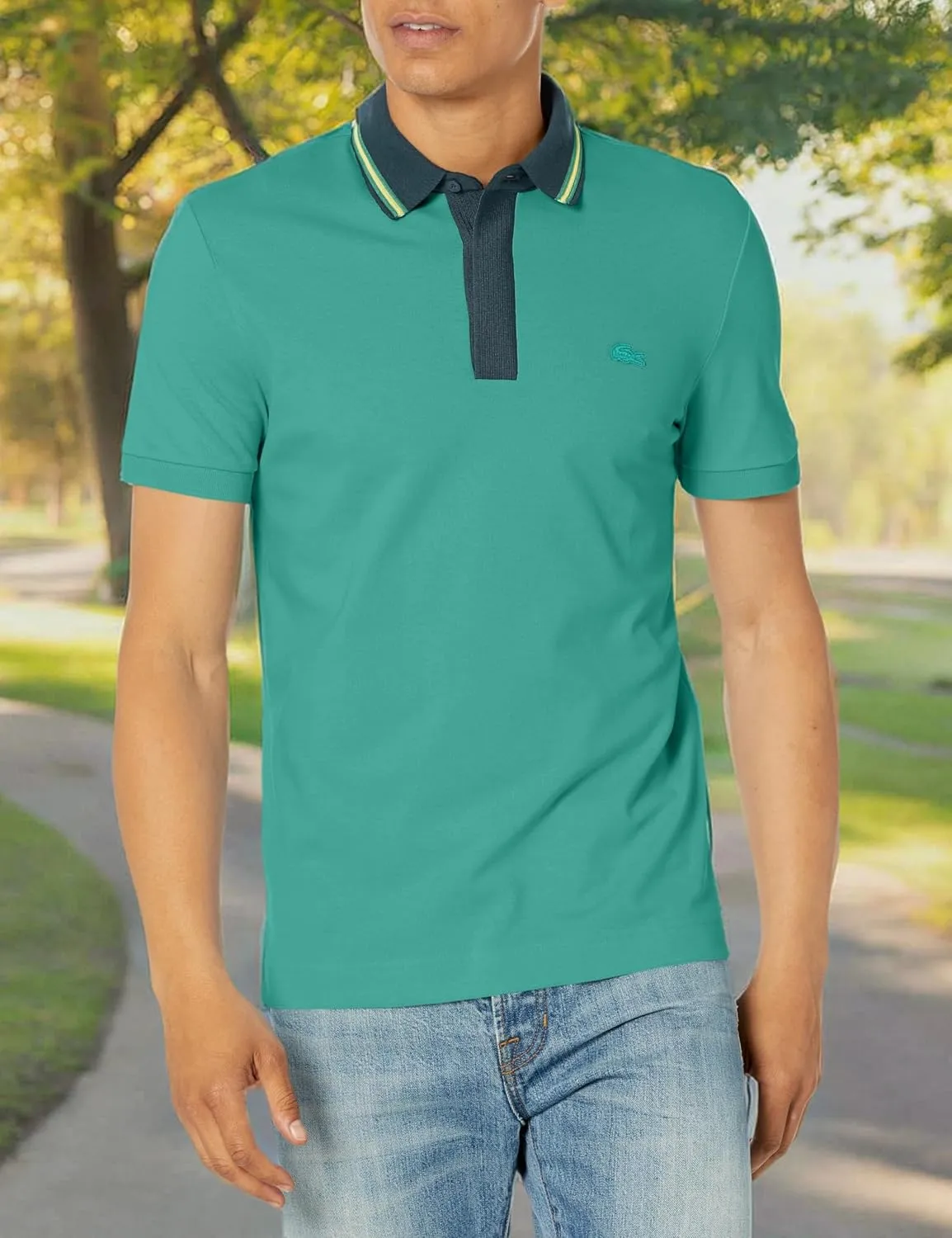 Lacoste Men's Regular Fit Contrast Neck Smart Paris Polo