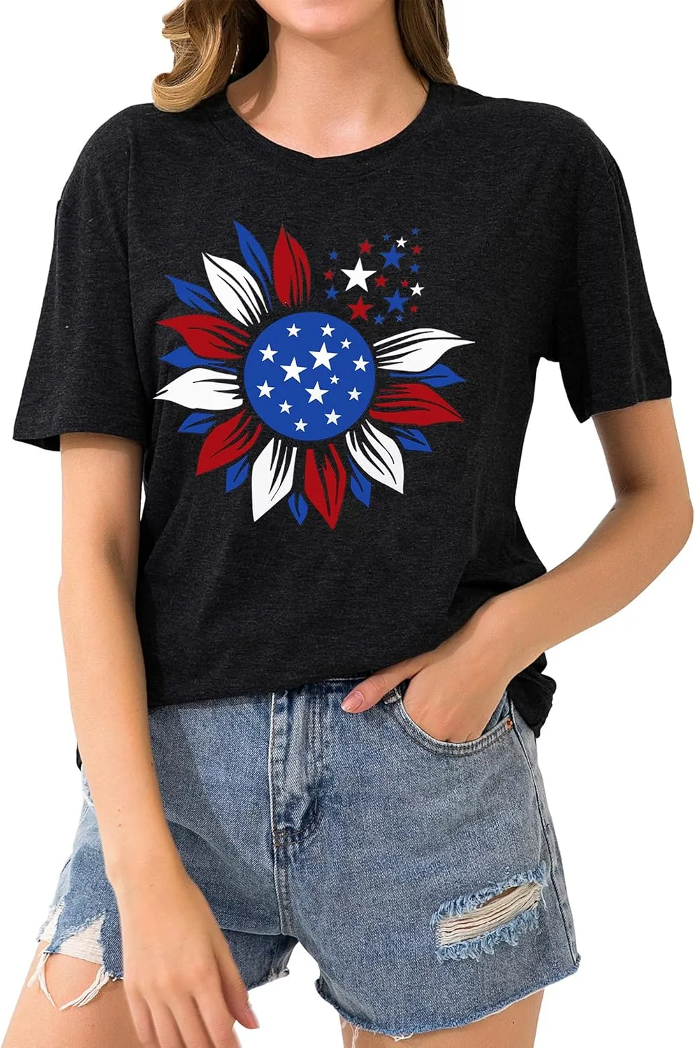 LAZYCHILD Womens Graphic Tees Sunflower Shirts Vintage Flower Graphic Tees Shirts Inspirational Tees Casual Faith Shirt Tops