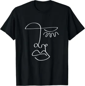 Line Art Women Face Abstract Minimalistic Salon Artists Girl T-Shirt