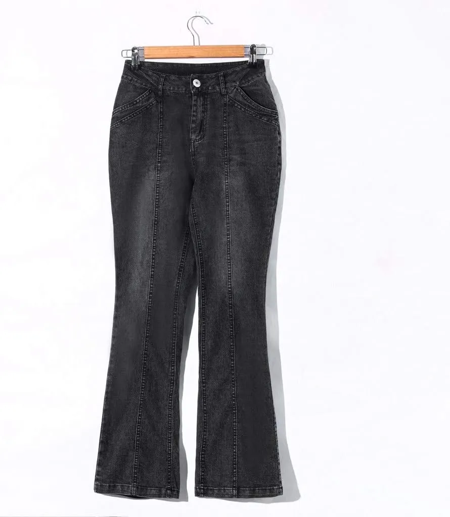 Low Waisted Flared Jeans Women Bell Bottom Jeans Plus Size Wide Leg Denim Pants Hip Hop Street Pants