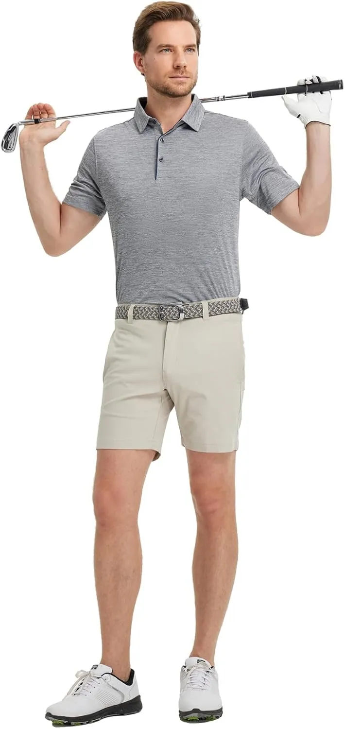 M MAELREG Mens Golf Shirt Short Sleeve Dry Fit Tech Moisture Wicking Performance Stylish Heather Collared Polo Shirts