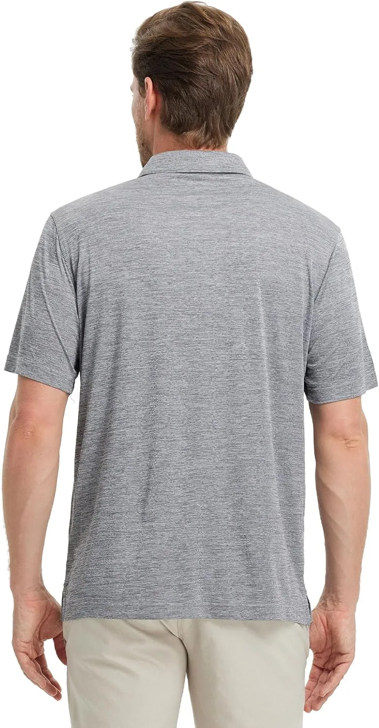 M MAELREG Mens Golf Shirt Short Sleeve Dry Fit Tech Moisture Wicking Performance Stylish Heather Collared Polo Shirts