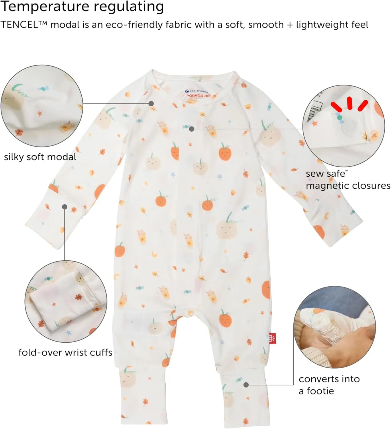Magnetic Me Magnetic Convertible Coveralls | Silky Soft Modal Fabric | Baby Onsie Available in Sizes NB - 24M