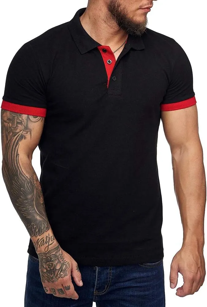 Men's Short Sleeve Casual Slim Fit Polo Shirts Basic Designed Classic Cut Cotton Shirts