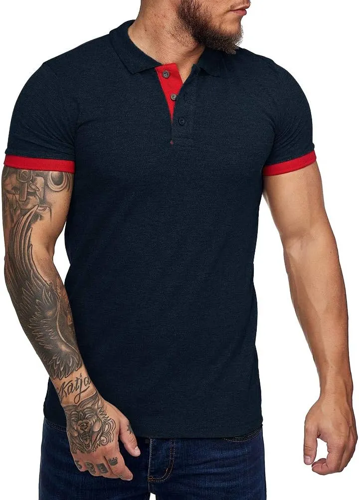 Men's Short Sleeve Casual Slim Fit Polo Shirts Basic Designed Classic Cut Cotton Shirts