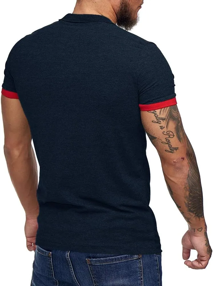 Men's Short Sleeve Casual Slim Fit Polo Shirts Basic Designed Classic Cut Cotton Shirts
