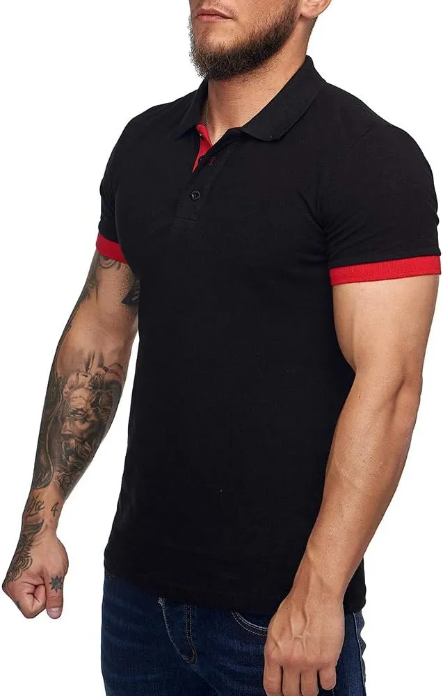 Men's Short Sleeve Casual Slim Fit Polo Shirts Basic Designed Classic Cut Cotton Shirts