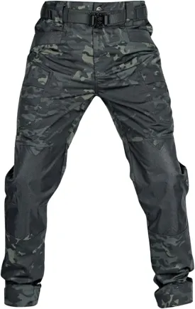 Mens Tactical Hiking Cargo Pants Stretch Ripstop Waterproof Pants Elastic Waist Lightweight Utility Outdoor Apparel