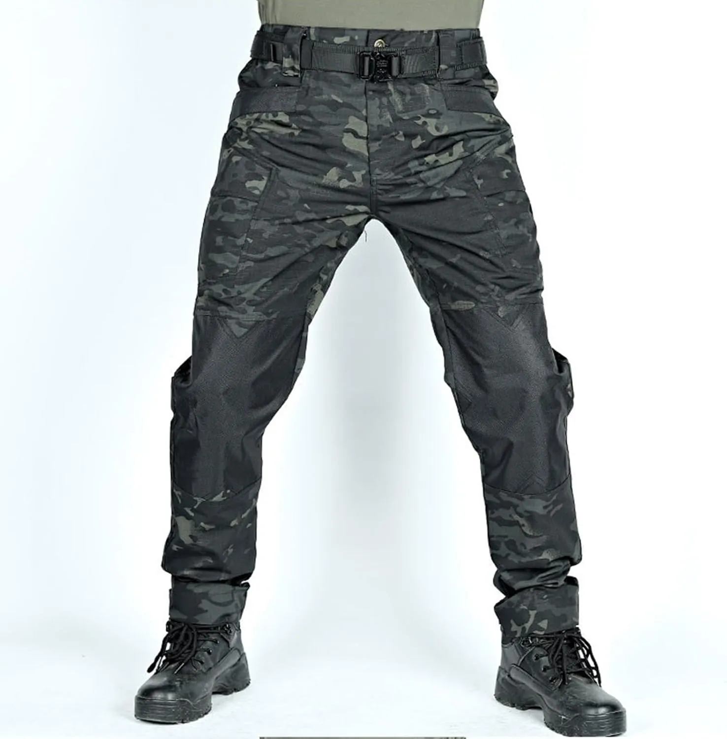 Mens Tactical Hiking Cargo Pants Stretch Ripstop Waterproof Pants Elastic Waist Lightweight Utility Outdoor Apparel