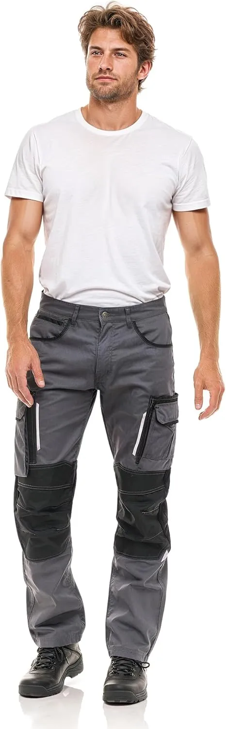 Mens Utility Work Heavy Duty Construction Workwear Pants Carpenter Knee Reinforcement Trousers Cordura Safety Pants
