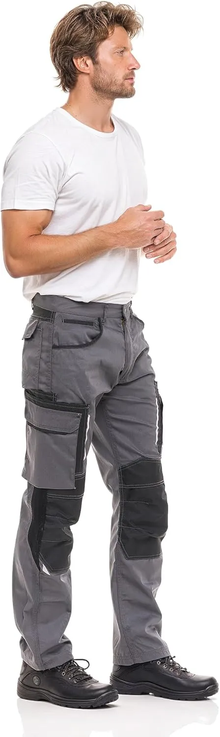 Mens Utility Work Heavy Duty Construction Workwear Pants Carpenter Knee Reinforcement Trousers Cordura Safety Pants