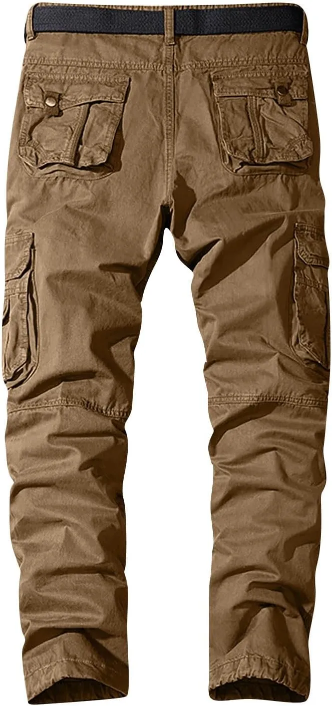 Men's Work Cargo Pants Utility Elastic Waist Pockets Waterproof Breathable Tactical Pants Stretch Jogging Sweatpants