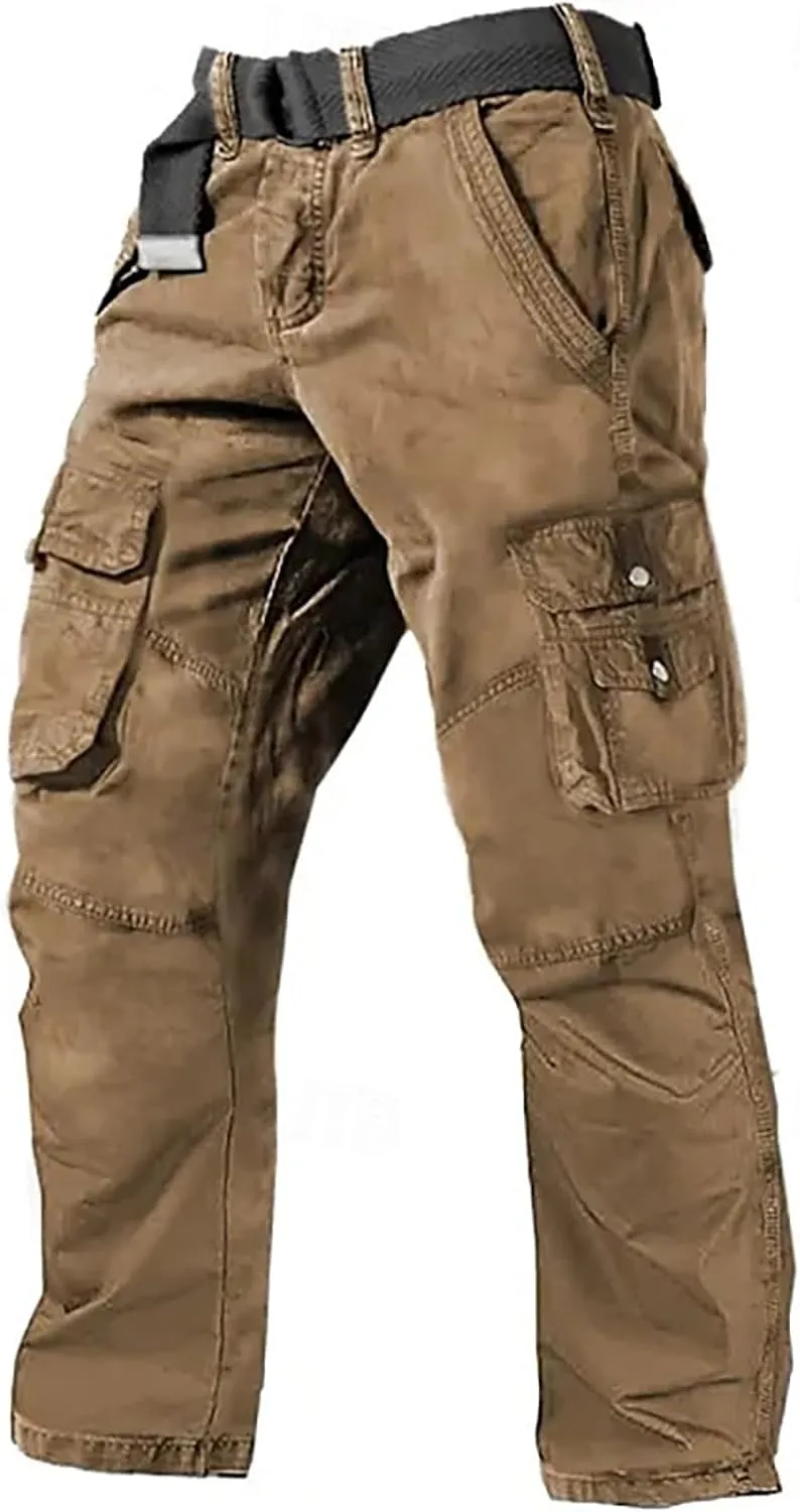 Men's Work Cargo Pants Utility Elastic Waist Pockets Waterproof Breathable Tactical Pants Stretch Jogging Sweatpants