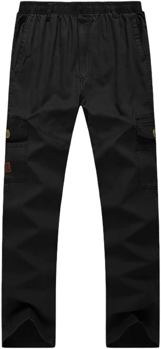 Men's Work Cargo Pants Utility Elastic Waist Pockets Waterproof Lightweight Tactical Pants Stretch Jogging Sweatpants