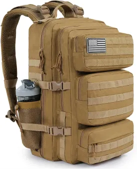 Military Tactical Backpack 50L Large Day Backpack for Men Molle Army 3 Days Assault Pack Bug Out Bag Water Resistant and Heavy Duty Hiking Treeking Rucksack - Brown